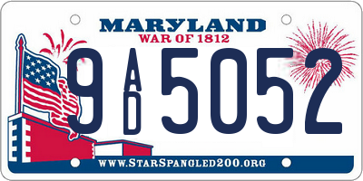 MD license plate 9AD5052