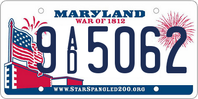 MD license plate 9AD5062
