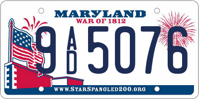 MD license plate 9AD5076