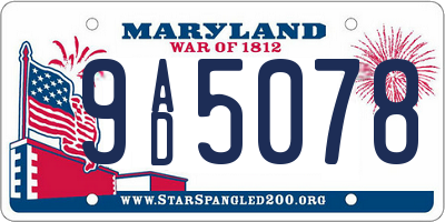 MD license plate 9AD5078