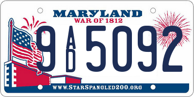 MD license plate 9AD5092