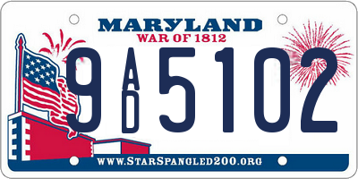 MD license plate 9AD5102