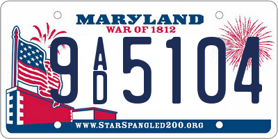 MD license plate 9AD5104