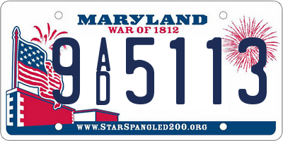 MD license plate 9AD5113