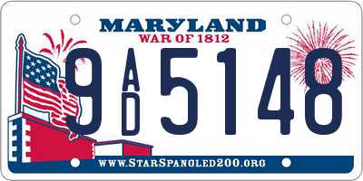 MD license plate 9AD5148