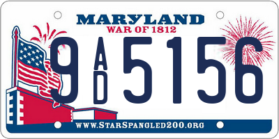 MD license plate 9AD5156