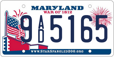 MD license plate 9AD5165