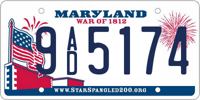 MD license plate 9AD5174