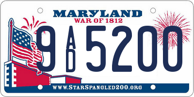 MD license plate 9AD5200