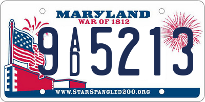 MD license plate 9AD5213