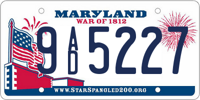 MD license plate 9AD5227