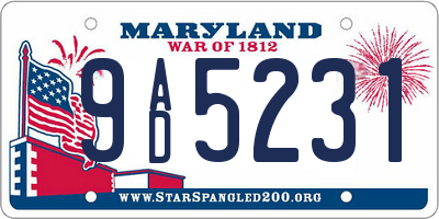 MD license plate 9AD5231
