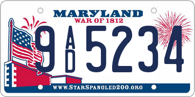 MD license plate 9AD5234