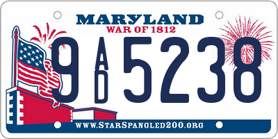 MD license plate 9AD5238
