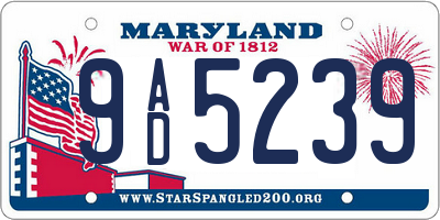 MD license plate 9AD5239