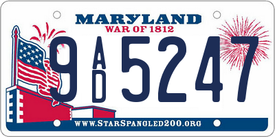 MD license plate 9AD5247