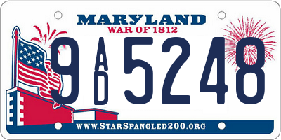 MD license plate 9AD5248