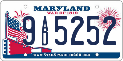 MD license plate 9AD5252