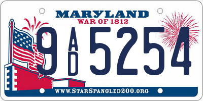 MD license plate 9AD5254