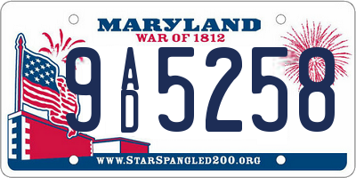 MD license plate 9AD5258