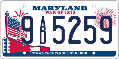 MD license plate 9AD5259