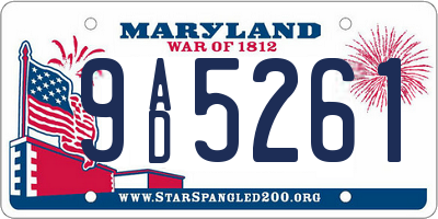 MD license plate 9AD5261