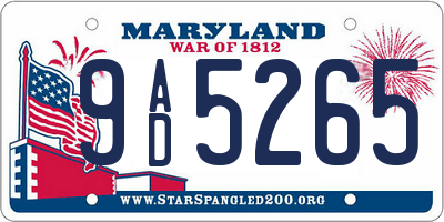 MD license plate 9AD5265