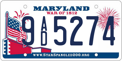 MD license plate 9AD5274