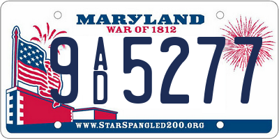 MD license plate 9AD5277