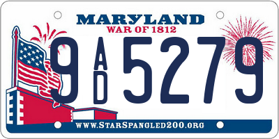 MD license plate 9AD5279