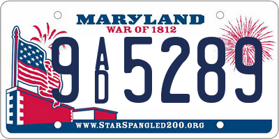 MD license plate 9AD5289