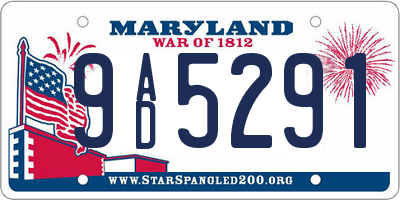 MD license plate 9AD5291