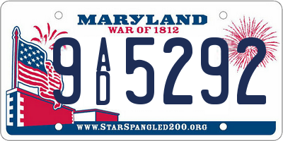 MD license plate 9AD5292