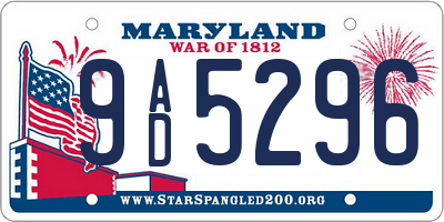 MD license plate 9AD5296