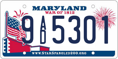 MD license plate 9AD5301