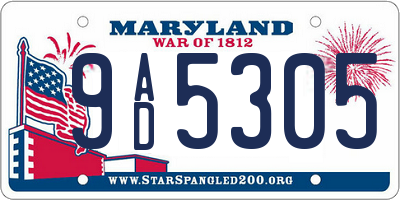 MD license plate 9AD5305