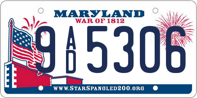 MD license plate 9AD5306