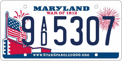 MD license plate 9AD5307