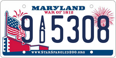 MD license plate 9AD5308
