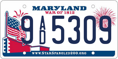 MD license plate 9AD5309
