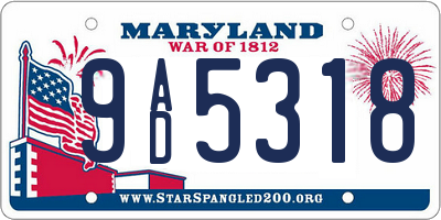 MD license plate 9AD5318