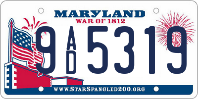MD license plate 9AD5319