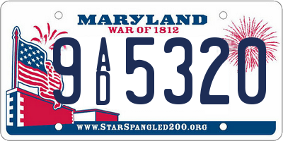 MD license plate 9AD5320