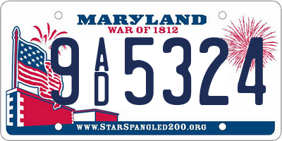 MD license plate 9AD5324