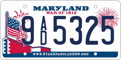 MD license plate 9AD5325