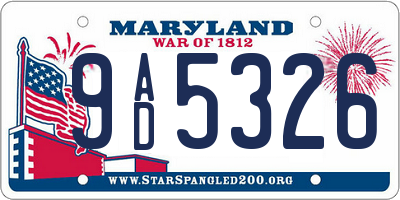 MD license plate 9AD5326