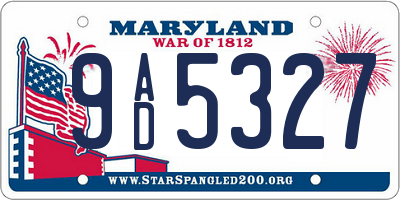 MD license plate 9AD5327