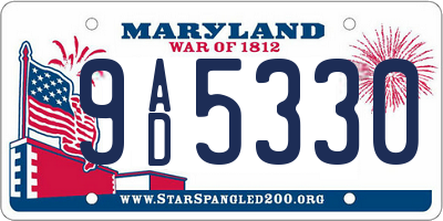 MD license plate 9AD5330