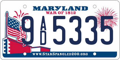 MD license plate 9AD5335