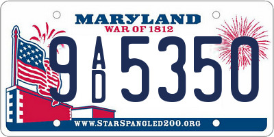 MD license plate 9AD5350